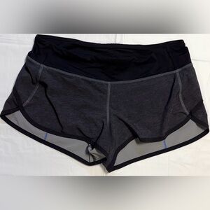 Lululemon Speed Up Shorts 2.5” Heather Gray Black Blue Size 6